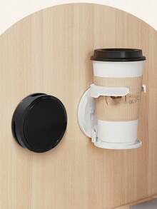 2/1pc Foldable Wall-Mounted Cup Holder, No-Drill Coffee Cup Storage Rack, Suitable For Desk And Cabinet Door, Space-Saving Cup Organizer For Office, Dorm And Home Daily Use - Multicolor - View 2