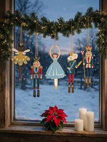 5pcs Christmas Nutcracker Fairy Tale Decorative Hanging Ornaments, Including Soldier And Fairy Characters, Suitable For Christmas Tree Branch Hanging Decorations And Gift Packaging Decor - A - View 1