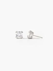 Vandermere 1 Pair Classic Cubic Zirconia Stud Earrings - Silver - View 2