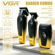 VGR Professional Hair Clipper Digital Display 3-In-1 Hair Clipper & Trimmer Electric Shaver Cordless Hair Clipper For Men V-196 S3/V-196+996 - Multicolor - View 3