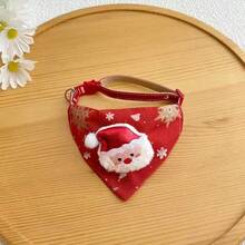 1pc Christmas Pet Triangle Bandana Collar, Polyester Fabric, With 3D Santa Claus And Christmas Tree Decoration, Adjustable Quick-Release Collar, Small Cat And Dog Holiday Dress-Up Accessory - Multicolor - View 8