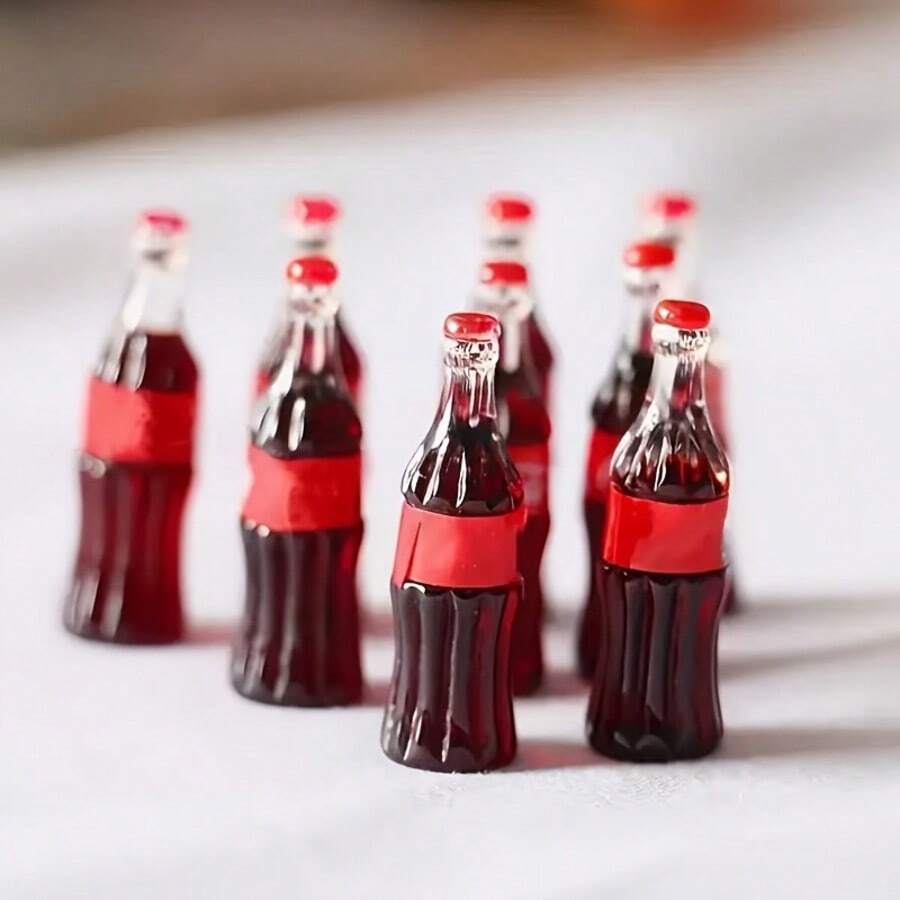Mini Beverage Bottle Resin Decorative Pendant - DIY Decoration Accessory, Suitable For Photography Props, Home And Holiday Decor, Random Pattern - 10PCS (Random Color) - View 1