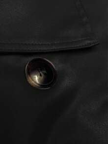 Short Trench Coat, Button Closure, Elastic Drawstrings At The Bottom Of The Jacket - Black - View 3