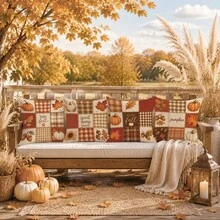 Autumn Pumpkin & Maple Leaf Pattern Cushion Cover 4pcs Set, Single-Sided Printed Peach Skin Velvet Polyester Material, 45*45CM/18*18inch Pillowcase Suitable For Room Decor, Modern Minimalist Sofa Living Room Decoration, Gift Giving, Party Decor - Multicolor - View 6