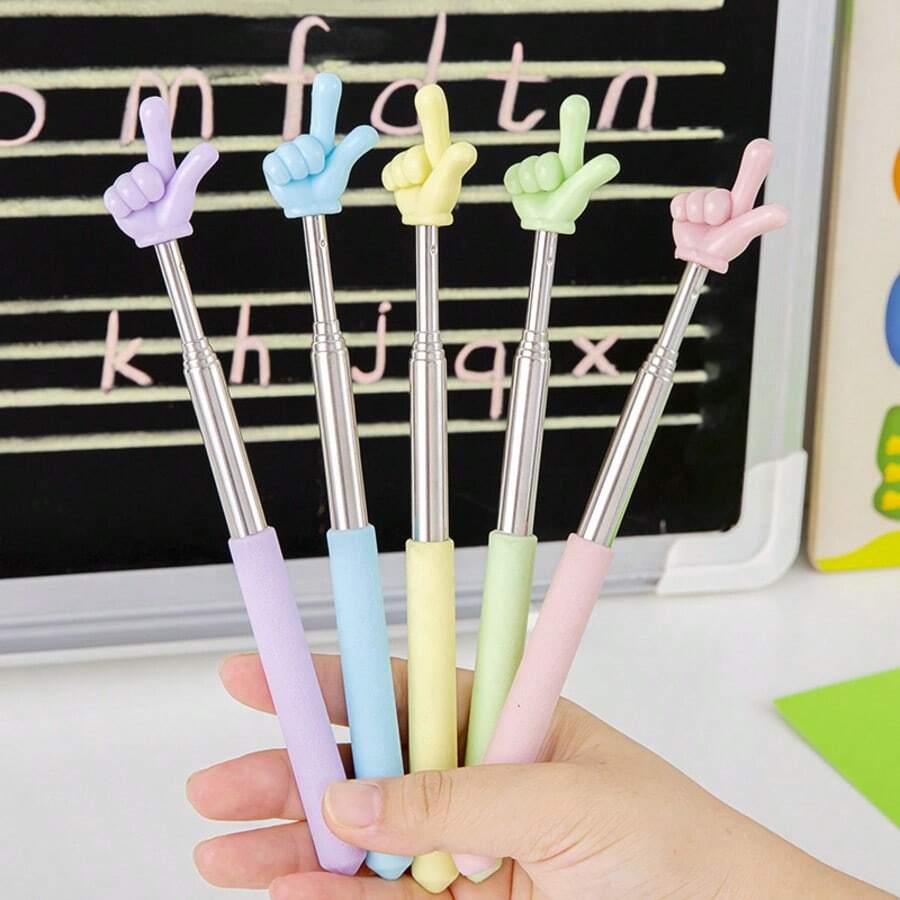 5pcs Retractable Pointer Sticks, Retractable Pointer, Suitable For Teachers, Retractable Finger Pointer, Retractable Reading Supplies, Birthday Gift, Party Supplies - A - View 1