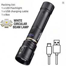 Zoomable Tactical LED Flashlight, High Power USB Rechargeable Handheld Torch, Alonefire Portable Outdoor Light For Camping Hiking Hunting Fishing, Emergency Survival Lighting - Multicolor - View 14