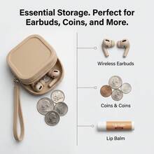 Silicone Earbud Case Pouch Small Square Zipper Bag With Wrist Strap For Portable Cable Storage Coin Purse And Mini Jewelry Organizer - Multicolor - View 11