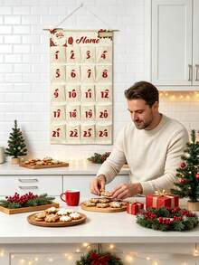 Customized Text Christmas Advent Calendar - 24-Slot Countdown Reusable Hanging Pockets, Perfect Holiday Gift And Decoration - Multicolor - View 8