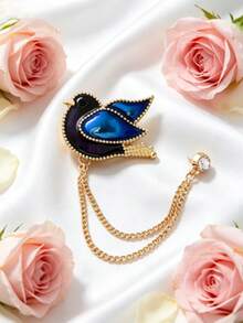 1pc Tassel Bird Brooch, Graceful Avian Pin, Retro Aesthetic, Unisex Lapel Decor, Brooches For Ladies Elegant, Fall Ornament For Events & Dressy Wear - Bird Style B - View 11