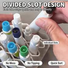 Divided‑Grid Multi‑Compartment Desktop Tube Storage Organizer, Space‑Saving Compact Holder For Ointment Cream Glue Cosmetic Squeeze Tubes, Multi‑Purpose Sorting Rack For Medicinal Tubes, Practical Vanity Dorm Countertop Household Storage Accessory - Multi-color - View 5
