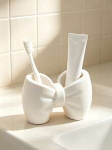 1pc Bow-Shaped Toothbrush Holder, Sink Toothbrush & Toothpaste Storage Rack, Desktop Toothbrush Organizer, Electric Toothbrush Stand, Cosmetic Storage Rack, Space-Saving Toothbrush Organizer, Suitable For Kitchen, Bathroom, Bedroom - Multicolor - View 4