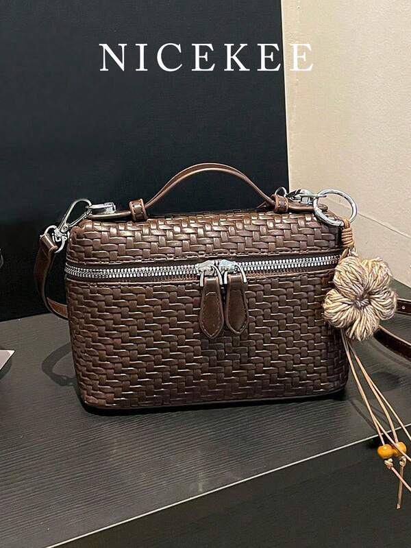 Nicekee Niche Design Woven Texture Handbag, Fashion Crossbody Bag, Minimalist & Elegant, Suitable For Commuting, Dating, Shopping, Vacation