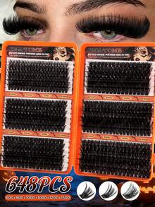 648/684/720pcs Natural False Eyelashes, Made Of Faux Mink Fur Material, With Lightweight, Soft And Comfortable Eyelash Clusters. Equipped With Eyelash Tools, It Can Create A Natural And Beautiful Effect. Suitable For Halloween And Christmas. - Multicolor - View 14