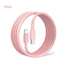 Tzlrxl USB-C To Lightning Fast Charging Cable, Multi-Color Soft & Durable, High-Speed Data - Pink - View 2