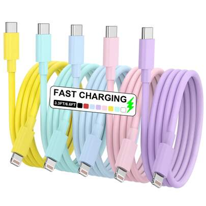 Tzlrxl USB-C To Lightning Fast Charging Cable, Multi-Color Soft & Durable, High-Speed Data