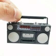Mini Retro Radio Model, Fully Detailed Replica Vintage Cassette Radio Model, Classic Gray Mini Version Suitable For Dollhouse Scene Setup, Retro Desktop Decoration, Photography Prop - Mini Radio - View 7