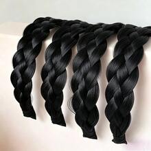 Women's 4-Strand Twisted Braided Headband Wig, Handmade Non-Slip Toothed Hairband, Heat-Resistant Fiber Material, Fashion Hair Accessory - Multicolor - View 2