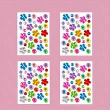 4pcs DIY Acrylic Gem Pet Stickers, Colorful Heart, Flower And Star Shapes, Suitable For Dog Grooming And Beauty Accessories - Multicolor - View 4