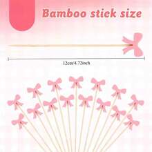 Bowknot Theme Cocktail Picks, Includes 200/100/50/10 Pink Bamboo Toothpicks. These Elegant Skewers Are Perfect For Drinks And Add Decorative Touch To Parties, Birthdays And Weddings. - Pink - View 11