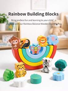 Rainbow Stacking Balance Blocks, Durable And Anti-Drop, Parent-Child Battle Game For Fine Motor Skills Development - Multicolor - View 8