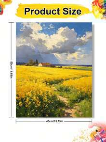1pc Oil Painting By Numbers Kit, Rapeseed Flower Field DIY Art & Craft, Home Wall Decor, Canvas Oil Painting Decoration, Holiday Gift Includes Paintbrushes And Paints. - Sets - View 10