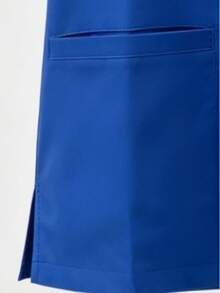 Solid Color Multi-Pocket Short Sleeve Top, Women's Dental Clinic Spring/Summer Fashionable Commute Workwear, Elegant & Comfortable Blouse - Blue - View 4