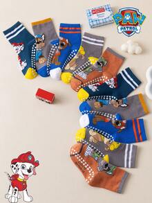 1/5/10 Pairs Paw Patrol Kids Socks, Colorful Fun Striped Puppy Pattern, Silicone Non-Slip Mid-Calf Floor Socks - Multicolor - View 14