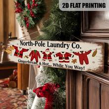 2D Flat 1pc, Arctic Laundry Company Gingerbread Man & Hot Drink... On Your Way! Vintage Christmas Wall Decor Sign, Suitable For Living Room, Kitchen Christmas Decoration Sign & Plaque, 5x16 Inches (Random Style) - A - View 7