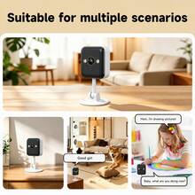 JOOAN 4MP Indoor Home Security Camera CAM720 APP Bluetooth WiFi AP Network Configuration Electronic Zoom Full Color Night Vision Monitoring Camera, Supports SD Card Cloud Storage, For Home Care - Black and White - View 4