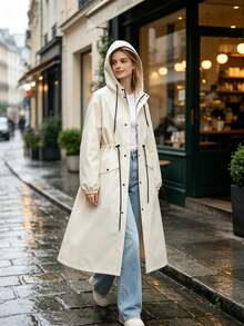 Women's Long Hooded Raincoat Outdoor Windproof Rain - Women's Raincoat - View 10