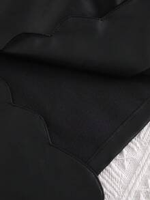 Galaxy Graffiti 8-12 Years Old Girls Jacket, Wavy Trim Placket + Pearl Embellished Puff Sleeves, Sweet & Cool Elegant Style Suitable For Birthday Parties, Performances And Holiday Outings - Black - View 9