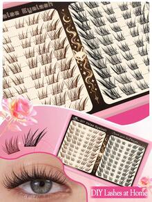 Queenice Brown & Black DIY Individual Eyelash Clusters, Fox Eye False Lashes, Wispy Spiky Manga Style Cluster Lashes, Mixed Length Fluffy Volume Lash Fans, Lightweight Reusable Eyelash Extensions For Daily Makeup, Party And Beauty Looks - D - View 2