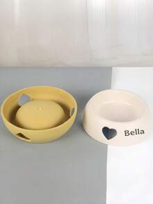 Customized Name Pet Bowl, Heart-Shaped Wheat Straw Cat Food & Water Bowl, Personalized Non-Slip Feeding Dish, Cute Pet Feeding Bowl Suitable For Small And Medium Pets - Multicolor - View 7