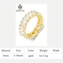 MDFUN 18K White Gold/Plated Women's Eternity Ring, Single And Double Row Fully Paved Cubic Zirconia Band, Personalized Wedding Stackable Finger Ring - Gold - View 7