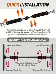 1pc Adjustable Pull-Up Bar, Chin-Up Bar, Universal Bar, Suitable For Door Mounting, Easy Installation, Training Accessory, Unisex, Suitable For Adults, Ideal For Home Workout - Multiple Specifications - View 8