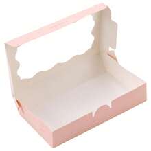 50/30/20/10/1pc Paper Cookie Box With Transparent Window - Square Packaging Box Suitable For Macarons And Donuts, Perfect For Parties, Birthdays And Holiday Gatherings - Durable Food Container, Can Hold Candy, Chocolate, Pastries, Party Favors, Holiday Packaging And Decorative Packaging - Pink - View 3