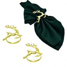 6pcs Exquisite Table Decor Gold And Silver Christmas Deer Napkin Rings - Gold - View 3