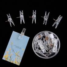 20pcs Multi-Function Clips Push Pins Cork Transparent Plastic Home Photo Wall Decoration Clips Transparent Felt Pins Metal - Sets - View 7