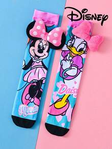 1 Pair Disney Kids Mid-Calf Socks 3D Cute Minnie Daisy Socks, Fun Christmas Gift For Autumn/Winter - Multicolor - View 7
