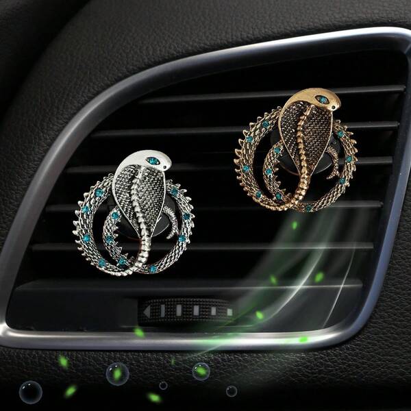 1pc Bling Crystal Cobra Decor Zinc Alloy Car Air Vent Clips, Crystal Fierce Cobra Car Air Fresheners Vent Clips Charms, Rhinestone Cobra Diffuser Vent Clip, Sparkling Car Air Conditioning Decoration