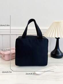 Tas Bekal Termal Portabel, Tas Bento Termal, Tas Bekal & Buah Tebal Berwarna Hitam Polos yang Lucu untuk Pelajar - Hitam - View 11