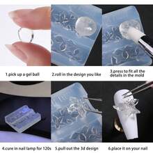 2Pcs 3D Flower Silicone Nail Mold With Dual‑Ended Wax Pen Embossed Floral Nail Art Mould Carving Tool Set For DIY Nail Decoration - Multicolor - View 7