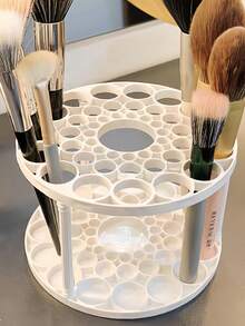 Multifunctional Desktop Cosmetic Organizer, Large‑Capacity Makeup Brush Display Holder, Pencil Storage Rack For Student Desk, Vanity Countertop Makeup Accessory Storage - White - View 3