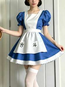 1PC Cute Maid Costume Role Play Outfit, Women's Halloween Costume, Stage Performance Cosplay Dress, Suitable For Costume Party, Carnival, Club, Masquerade, Electronic Music Festival - Multicolor - View 3