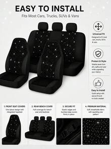 Sparkling Design Car Seat Covers: Airbag- Full/Partial Sets For Cars & Trucks (7PCS/2PCS) - Style a - View 2