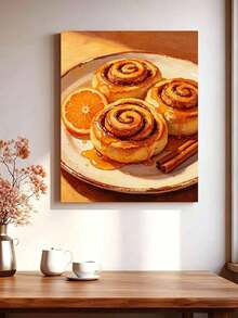 1pc Oil Painting By Numbers Kit, Cinnamon Roll DIY Art & Craft, Home Wall Decor, Canvas Oil Painting Decoration, Holiday Gift Includes Paintbrushes And Paints. - Sets - View 3