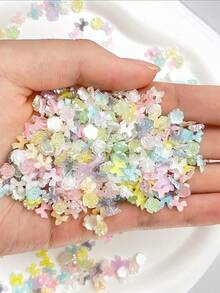 50pcs Mini Random Mixed Jelly Bow Pearl Camellia Nail Art Charms, 3D Resin Candy Color Ice Transparent Nail Rhinestones, Phone Case Hair Clip Earring Decoration Small Accessories - Multicolor - View 2