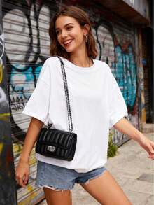 New Fashion Chain Strap Crossbody Bag, Multi-Functional Mini Square Women's Bag, High-End Foldable Cream White Small Square Bag - Multicolor - View 10