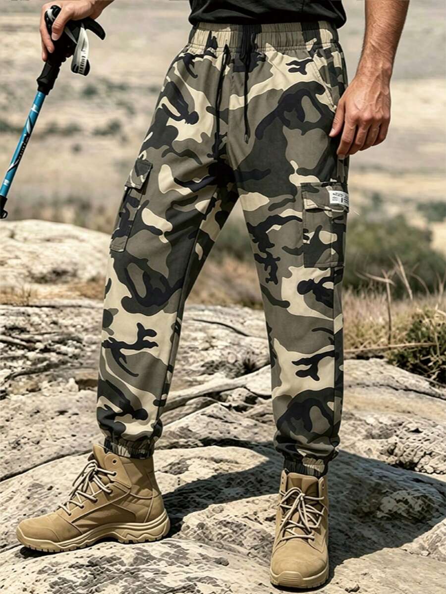 Men's Outdoor Sports Casual Spring/Autumn Camouflage Cargo Pants - Khaki - View 1