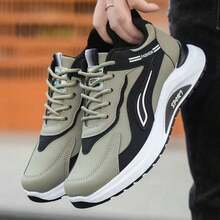 Tenis deportivos combinados para hombre de suela robusta, ligero y transpirable, zapatos prácticos para vestimenta informal de hombre - Verde - Ver 5